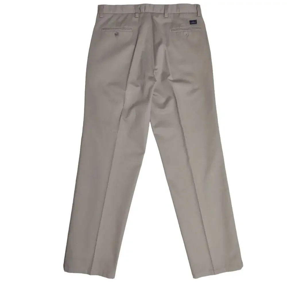 DOCKERS Mens Khaki Classic Fit Pants Size 34 Flat Front Cotton Work Trousers